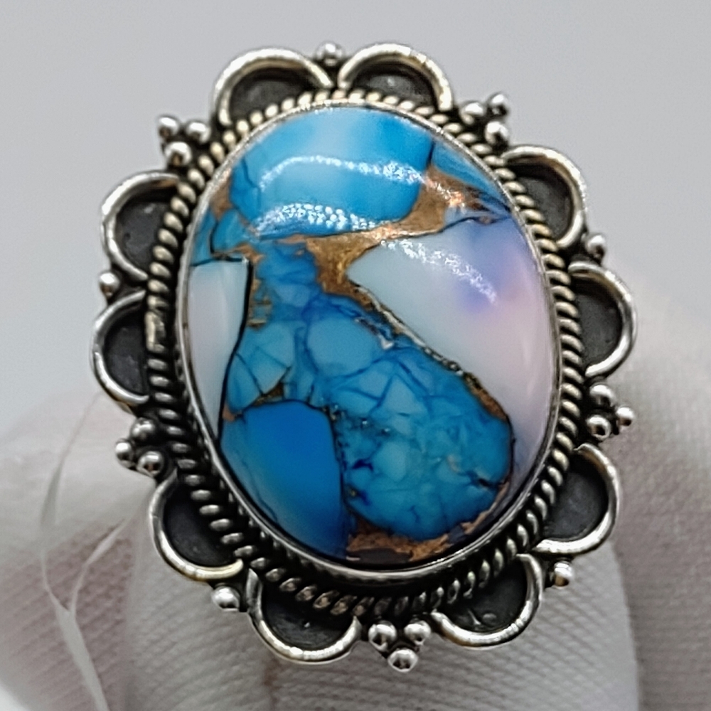 Sterling Silver Blue Purple Copper Turquoise Ring